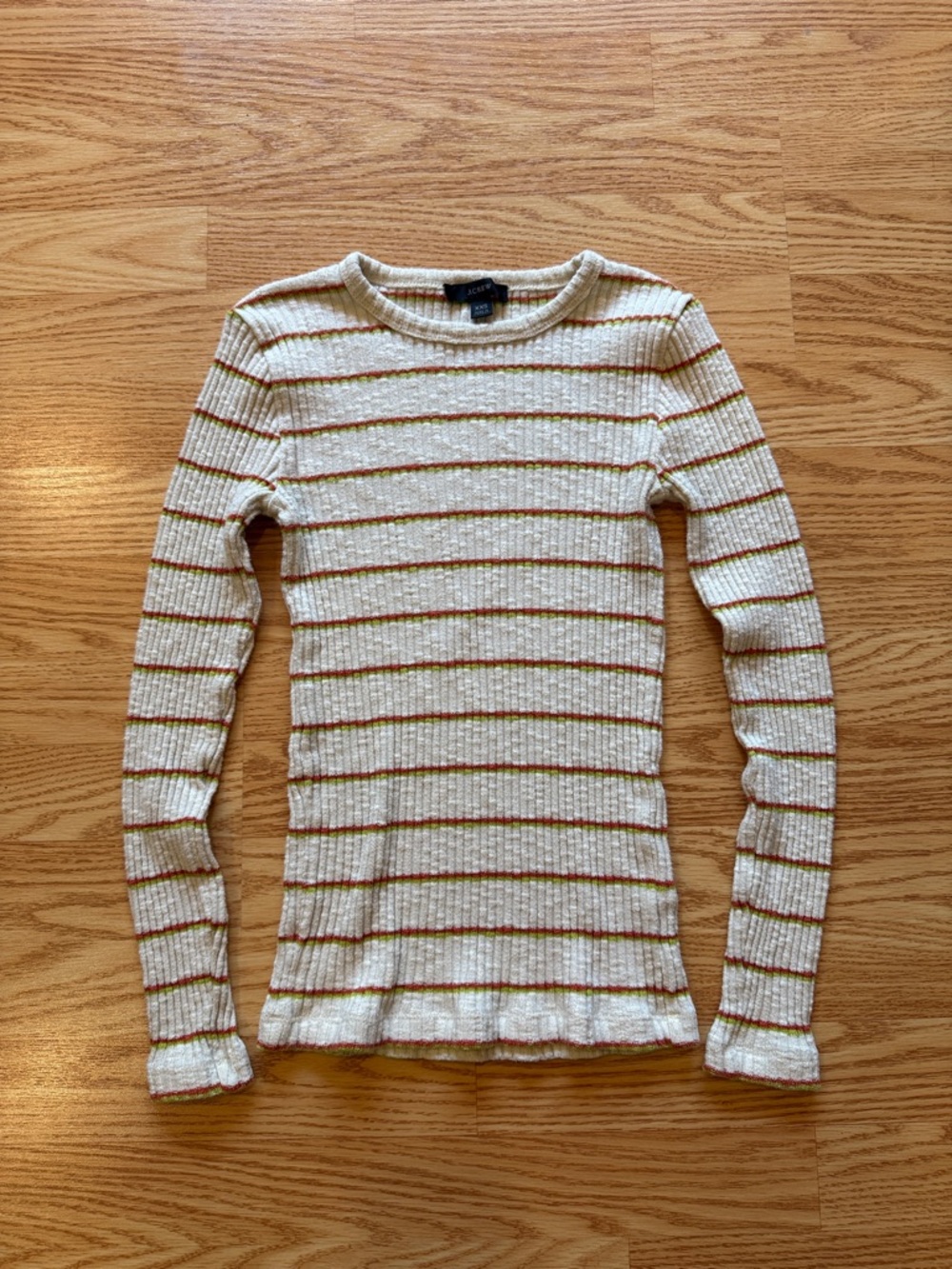 J. Crew Cream Sweater with Rust Stripes